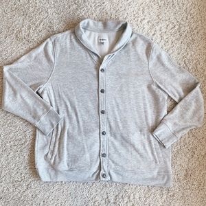 Grey Button-Down Shall Sweater with Pockets